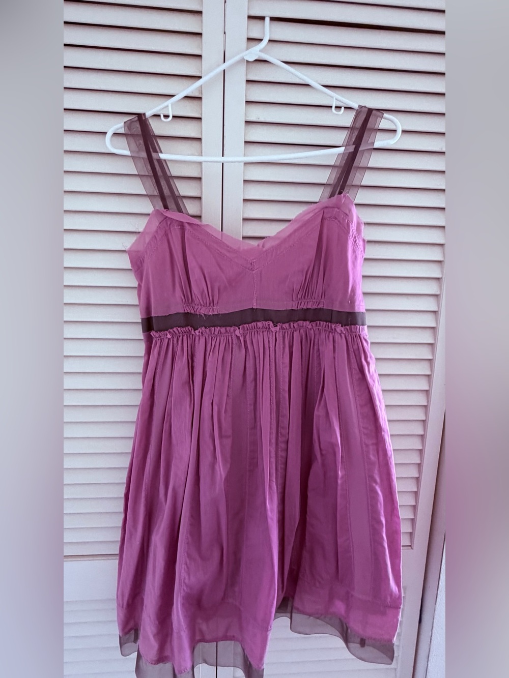 LOFT Pink Sleeveless Chemise with Contrast Waist Band